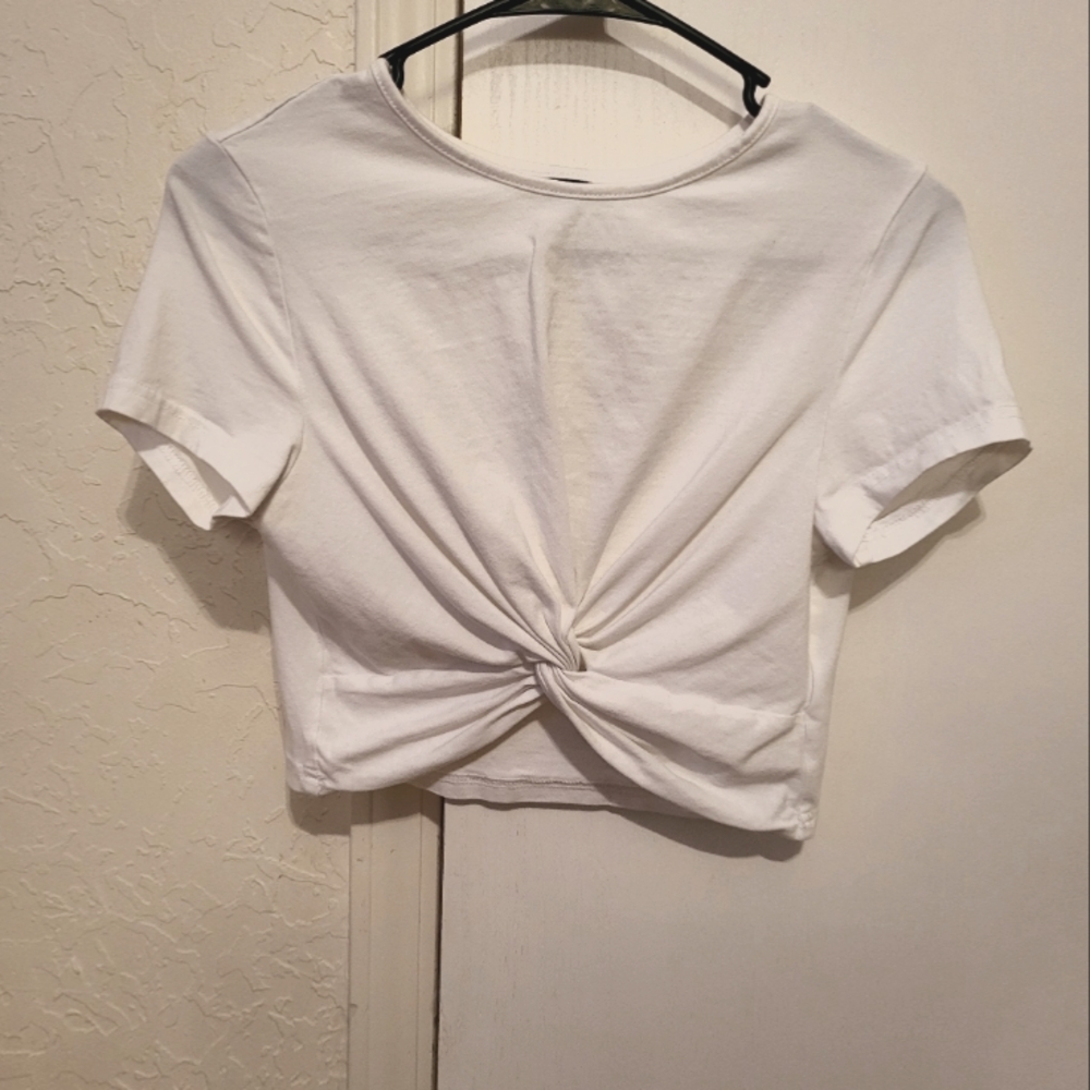 Shein Twist Hem Solid Crop Tee